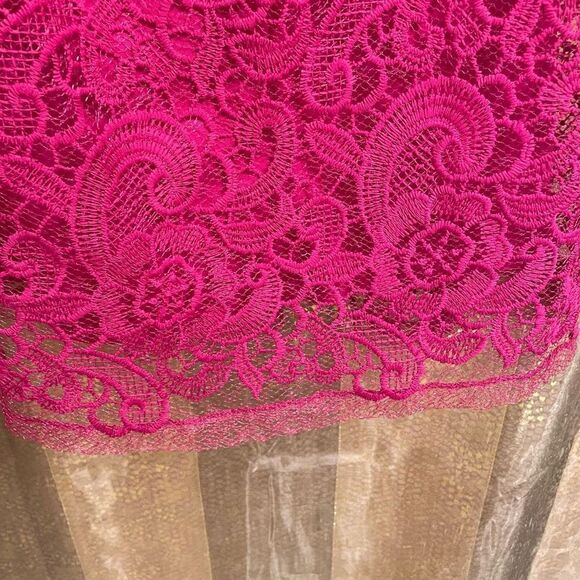 Nine West Magenta Pink Floral Embroidered Lace Fit & Flare Dress, 4 - Picture 5 of 7